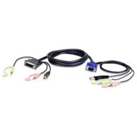 ATEN KVM Aansluitkabel [1x VGA-stekker, USB-A 2.0 stekker, Jackplug male 3,5 mm - 1x USB 2.0 bus B, Jackplug male 3,5 mm, DVI-stekker 18+5-polig] 3.00 m Zwart