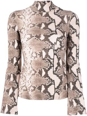 Stella McCartney haut imprimé à col montant - Marron