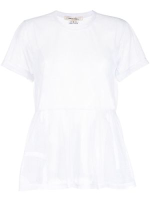 Comme Des Garçons t-shirt en résille à ourlet volanté - Blanc