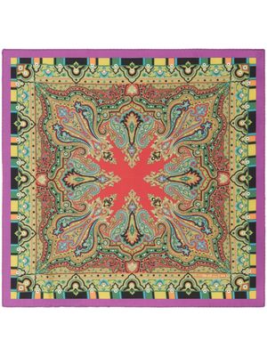 ETRO carré de poche en soie à imprimé graphique - Jaune