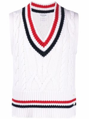 Thom Browne débardeur en maille torsadée à rayures RWB - Blanc