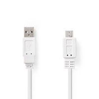 Platte USB 2.0-Kabel | A Male - Micro-B Male | 1,0 m | Wit [CCGP60410WT10] - thumbnail