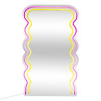 Atmosphera Neon Wandspiegel LED - golvend - kunststof - oplaadbaar - 38 x H60 cm