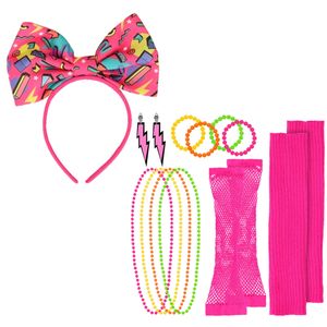 Foute 80s/90s party verkleed set - dames - haarband/sieraden - jaren 80/90 verkleed accessoires