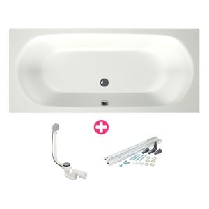 Ligbad Xenz Cuba | Inbouw | 180x80 cm | Incl.Badafvoer | Met overloop | Acryl | Mat wit