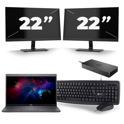 Dell Latitude 3301 - Intel Core i5-8e Generatie - 13 inch - 8GB RAM - 256GB SSD - Windows 11 + 2x 22 inch Monitor