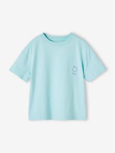 Effen Basics meisjesshirt met korte mouwen turquoiseblauw
