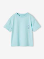 Effen Basics meisjesshirt met korte mouwen turquoiseblauw - thumbnail