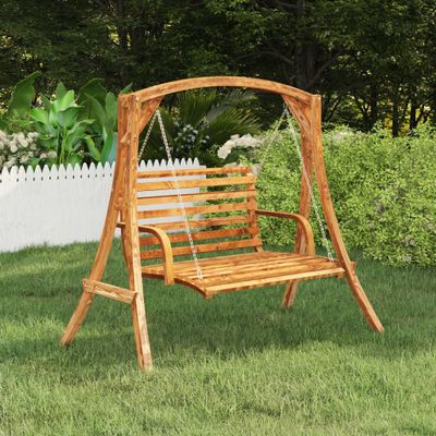 VidaXL Schommelframe massief gebogen hout met teakafwerking