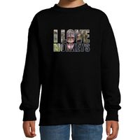 Tekst sweater I love chimpanzee monkeys met dieren foto van een chimpansee aap zwart voor kinderen