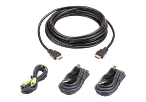 ATEN KVM Aansluitkabel [1x HDMI-stekker, USB-A 2.0 stekker, Jackplug male 3,5 mm - 1x HDMI-stekker, Jackplug male 3,5 mm, USB 2.0 bus B] 3.00 m Zwart