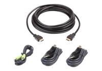 ATEN KVM Aansluitkabel [1x HDMI-stekker, USB-A 2.0 stekker, Jackplug male 3,5 mm - 1x HDMI-stekker, Jackplug male 3,5 mm, USB 2.0 bus B] 3.00 m Zwart - thumbnail