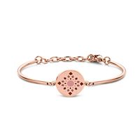 CO88 Collection Majestic 8CB 90459 Stalen Armband met bloem - 16,5 + 3,5 cm - Roségoudkleurig / Paars