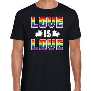 Gay Pride t-shirt met tekst - heren - zwart - love is love - LHBTI