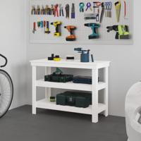 Werkbank 110,5x50x80 cm massief grenenhout wit