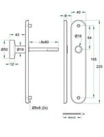 Knop/krukschild afgerond LS rvs mat PC72 mm