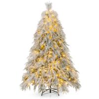 180 cm Kerstboom Kunstmatig Kerstbomen Dennenboom Kunstboom Decoratieboom met Sneeuw en Verlichting