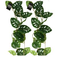 Bellatio Design kunstplant/hangplant slinger - 2x - Gatenplant - groen - 120 cm