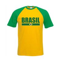 Braziliaanse supporter baseball t-shirt geel/ groen voor heren 2XL  -