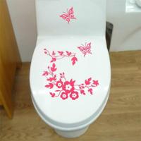 10 stuks Butterfly bloem Vine badkamer muur stickers Home Decoratie wallpaper muur stickers voor toilet decoratieve sticker (magenta)