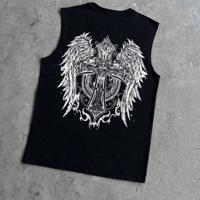 Bon&Bon Men's Wing & Cross Graphic Tank Top - White Streetwear Top XS