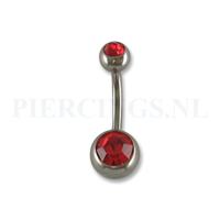 Navelpiercing titanium rood 5 + 8 mm balletjes