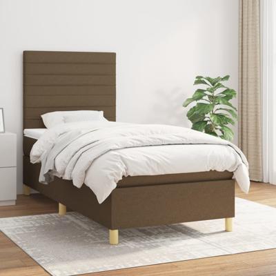 Boxspring met matras stof donkerbruin 90x200 cm