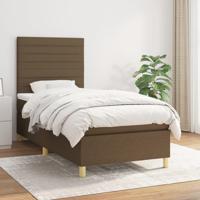 Boxspring met matras stof donkerbruin 90x200 cm