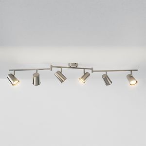 HOFTRONIC™ Riga LED Plafondlamp 6 spots RVS - Draaibaar en Dimbaar - 6 lichts - GU10 fitting - Plafondspot woonkamer en gang - Opbouw spots verlichting