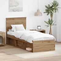 Bedframe Ambachtelijk eiken 75 x 190 cm Massief grenenhout