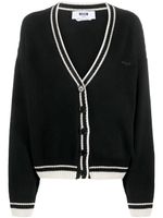 MSGM cardigan en cachemire mélangé à col rayé - Noir