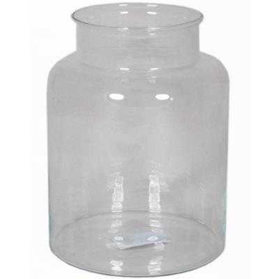 Vaas melkbus - smalle hals - glas - transparant - 19 x 25 cm - Bloemenvazen