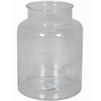 Vaas melkbus - smalle hals - glas - transparant - 19 x 25 cm - Bloemenvazen