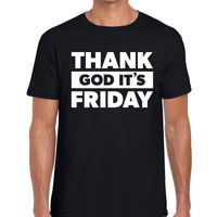 Thank god it is friday tekst t-shirt zwart heren Thank god it is friday tekst t-shirt zwart heren