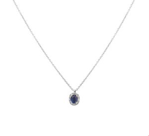 TFT Collier Witgoud Saffier En Diamant 0.05ct (H SI) 1,0 mm x 42-43-45 cm