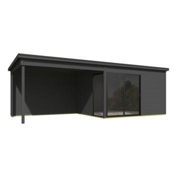 Blokhut Olivia 385x295 Aanbouw Carbon Grey - Outdoor life