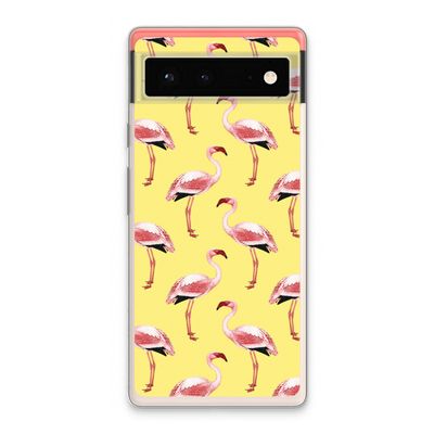 Flamingo's geel: Google Pixel 6 Transparant Hoesje