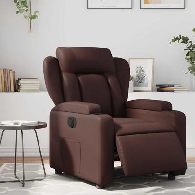 Fauteuil verstelbaar elektrisch kunstleer bruin