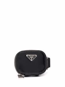 Prada pochette zippée à patch logo - Noir