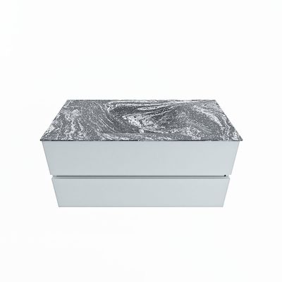 MONDIAZ VICA-DLUX 100cm badmeubel onderkast Clay 2 lades. Inbouw wastafel CLOUD midden zonder kraangat, kleur Lava.
