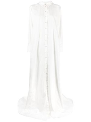 Marques'Almeida robe-chemise longue à détails plissés - Blanc