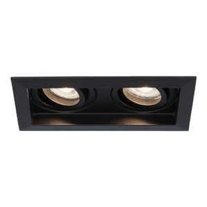 HOFTRONIC™ Durham Inbouwspots Dubbel Zwart - GU10 5 Watt 400 lumen - 4000K Neutraal wit - Kantelbaar - IP20 - Rechthoek