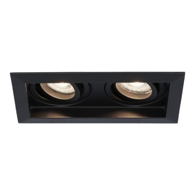 HOFTRONIC™ Durham Inbouwspots Dubbel Zwart - GU10 5 Watt 400 lumen - 4000K Neutraal wit - Kantelbaar - IP20 - Rechthoek