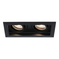 HOFTRONIC™ Durham Inbouwspots Dubbel Zwart - GU10 5 Watt 400 lumen - 4000K Neutraal wit - Kantelbaar - IP20 - Rechthoek