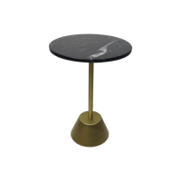 Bijzettafel Marmer Rond - ø40x55 - Zwart/Goud