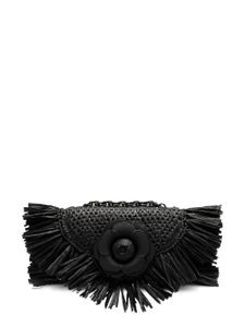 Oscar de la Renta sac Raffia Fringe TRO - Noir