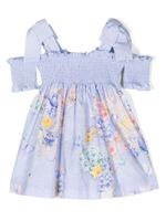 Lapin House robe froncée à fleurs - Bleu