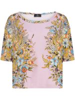 ETRO t-shirt fleuri à col bateau - Rose - thumbnail