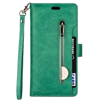 iPhone 15 Pro Max hoesje - Bookcase - Koord - Pasjeshouder - Portemonnee - Rits - Kunstleer - Turquoise