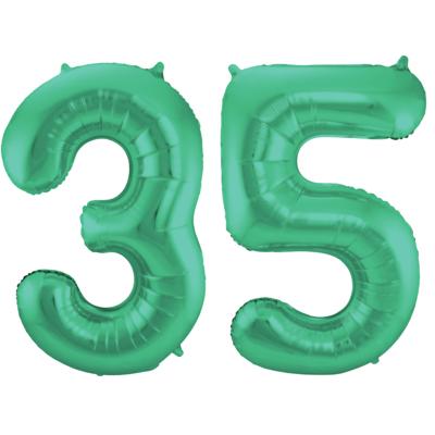 Folat Verjaardag Leeftijd folieballon - 35 jaar - groen - 86 cm - cijferballon groot Folat Verjaardag Leeftijd folieballon - 35 jaar - groen - 86 cm - cijferballon groot